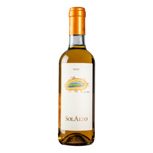 Sauvignon und Traminer Spät­lese. Bernstein in der Farbe. In der Nase Duft nach reifen saftigen Früchten Ananas